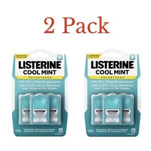 2-Pack Listerine PocketPaks Cool Mint Breath Strips Sugar Free 3 x 24-Strip Pack